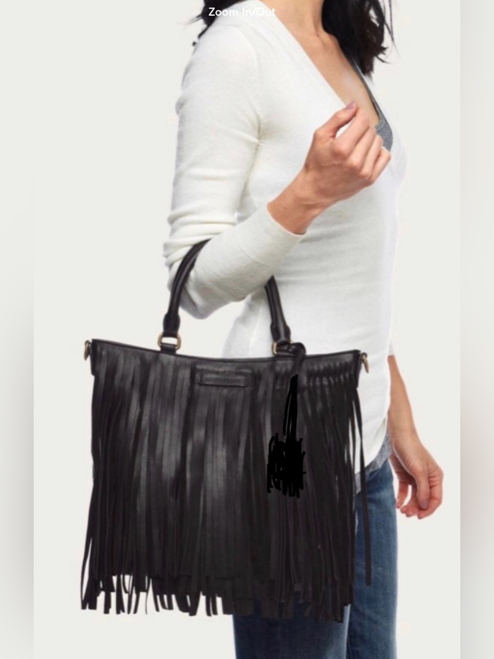 Frye Italian Leather Heidi Studded Fringe Tote Crossbody Black Retail $458 - Picture 12 of 12
